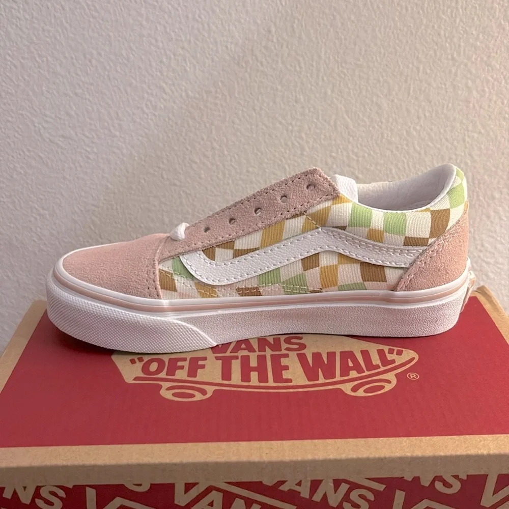 NIB [Vans] Old Skool Shoe Sneaker Tennis Shoes in Multi/True White Kids Sz 12.0 - Picture 7 of 16